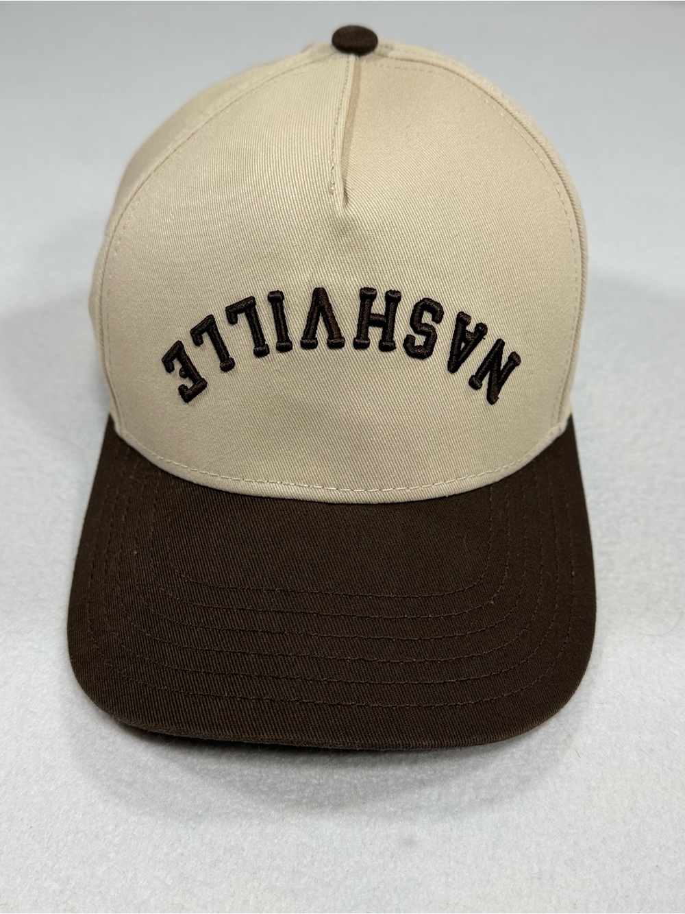 NASH Collection Upside Down Nashville SnapBack Hat Cap Adjustable In Chocolate